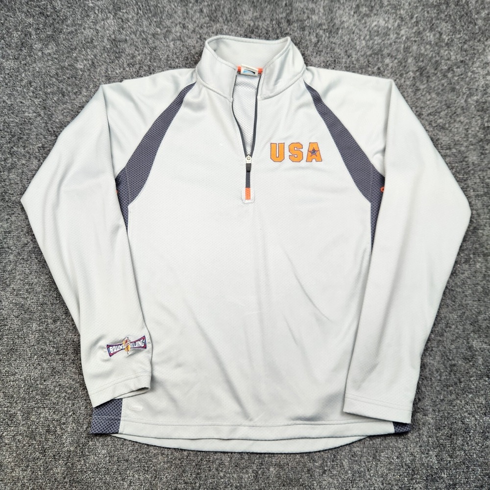 ALO CoolFit Sweater Mens Small Team USA Beijing Olympics Gray 1/4 Zip Activewear